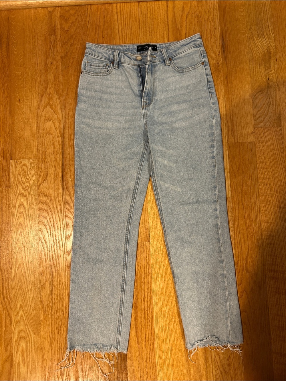 Sanctuary Light Blue Straight Leg Jeans with Frayed Hem